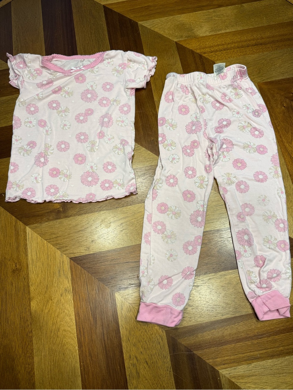 Milkberry Girls Pink Floral Two-Piece Pajama Set Preowned